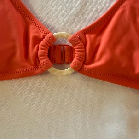 Aerie Coral Bikini Top NWT Ring Detail Padded Size M - Picture 5 of 9